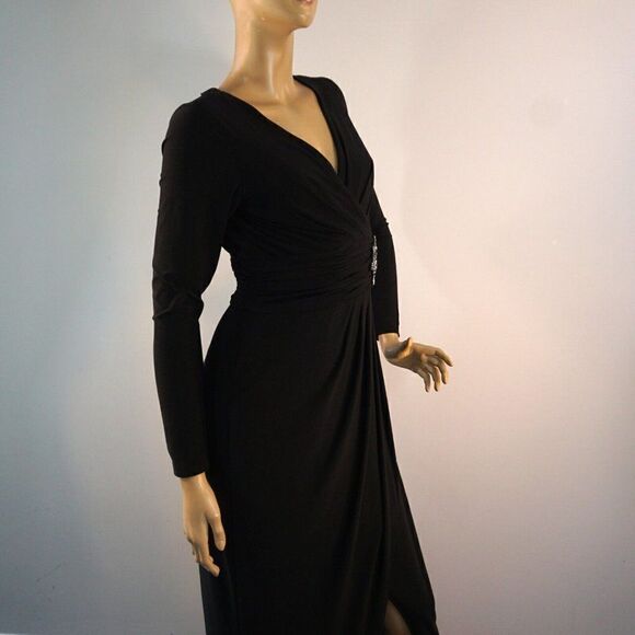 Eliza J Black Jeweled Dress Size 8 Prom Cocktail Party Faux Wrap Maxi Dress NWT - Picture 8 of 11